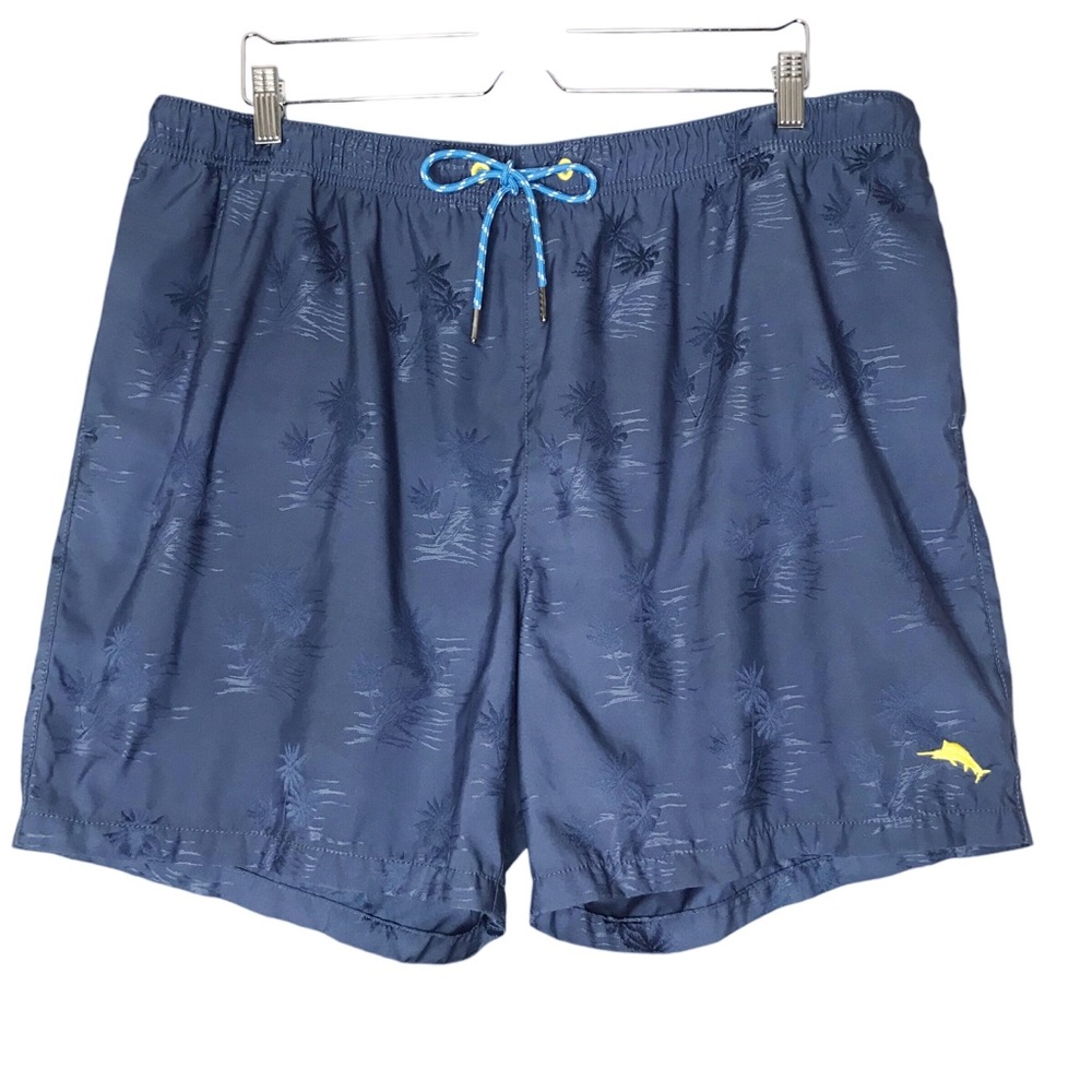 Tommy Bahama Swim Trunks Blue Hawaiian Tropical Mesh Lining Beach Men's XXL